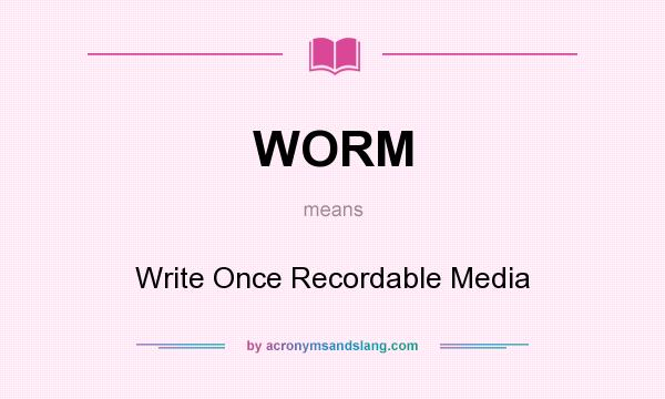 What does WORM mean? It stands for Write Once Recordable Media