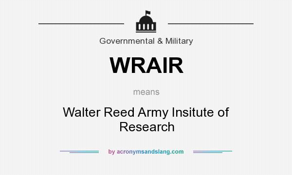What does WRAIR mean? It stands for Walter Reed Army Insitute of Research