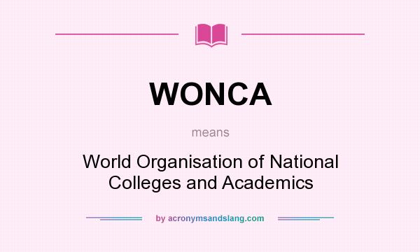 What does WONCA mean? It stands for World Organisation of National Colleges and Academics