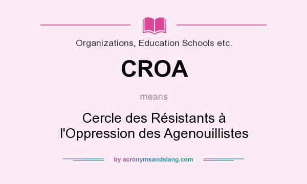 What does CROA mean? It stands for Cercle des Résistants à l`Oppression des Agenouillistes