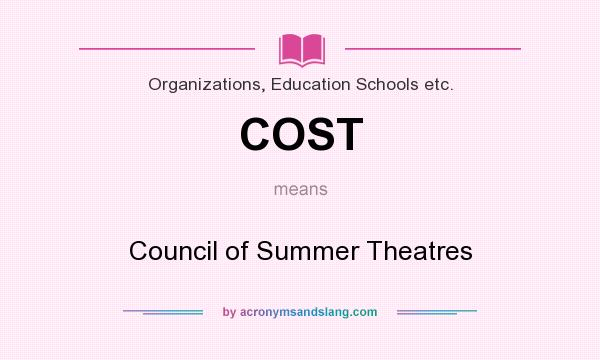 What does COST mean? It stands for Council of Summer Theatres