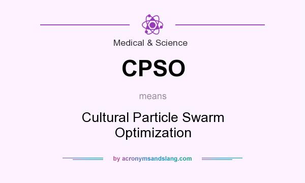 What does CPSO mean? It stands for Cultural Particle Swarm Optimization