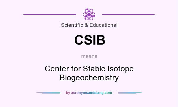 What does CSIB mean? It stands for Center for Stable Isotope Biogeochemistry