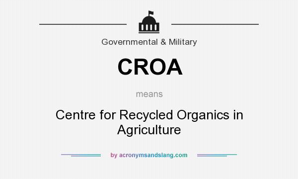What does CROA mean? It stands for Centre for Recycled Organics in Agriculture