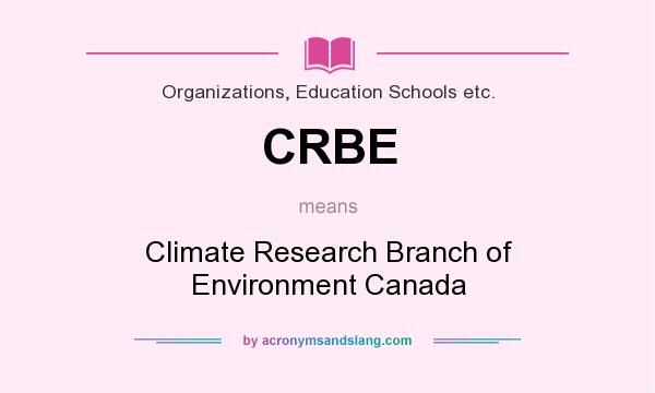 What does CRBE mean? It stands for Climate Research Branch of Environment Canada
