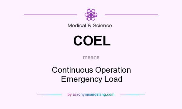 What does COEL mean? It stands for Continuous Operation Emergency Load