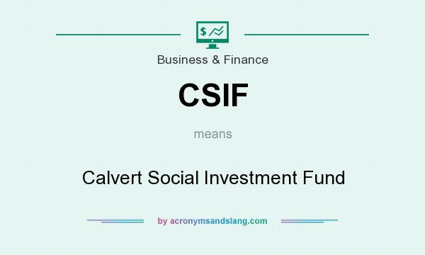 What does CSIF mean? It stands for Calvert Social Investment Fund
