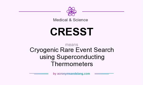 What does CRESST mean? It stands for Cryogenic Rare Event Search using Superconducting Thermometers