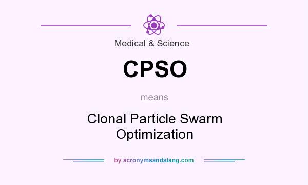 What does CPSO mean? It stands for Clonal Particle Swarm Optimization