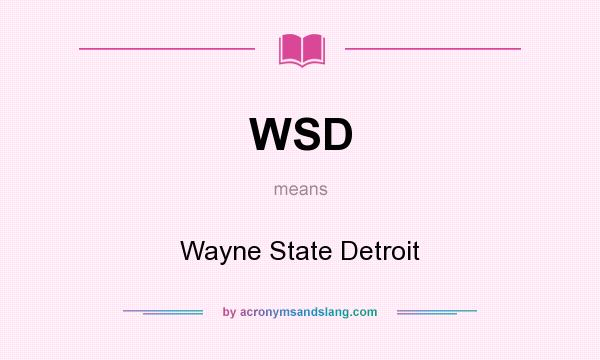 What does WSD mean? It stands for Wayne State Detroit