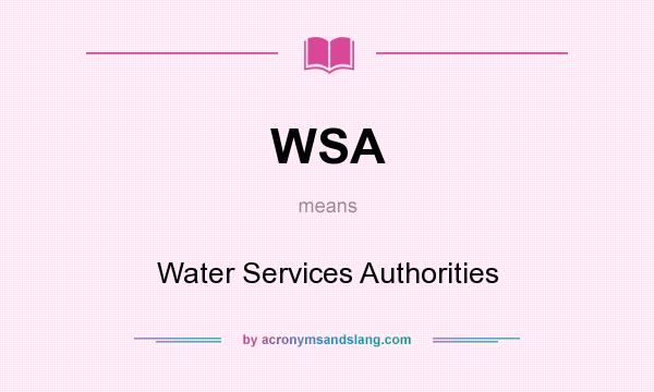 What does WSA mean? It stands for Water Services Authorities
