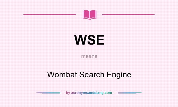What does WSE mean? It stands for Wombat Search Engine