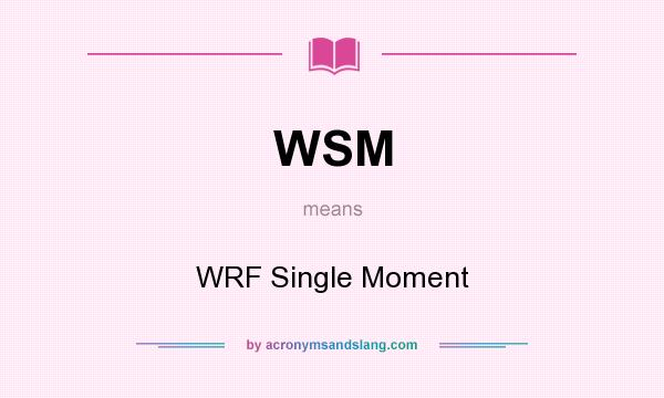 What does WSM mean? It stands for WRF Single Moment