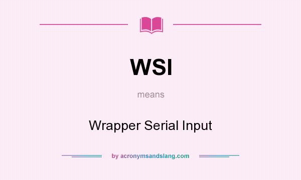 What does WSI mean? It stands for Wrapper Serial Input