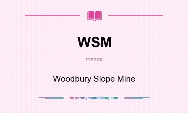 What does WSM mean? It stands for Woodbury Slope Mine