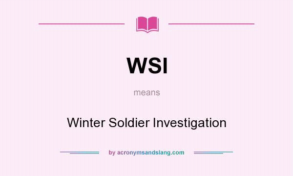 What does WSI mean? It stands for Winter Soldier Investigation