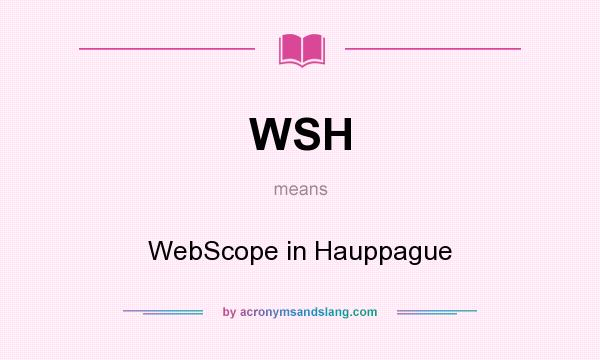 What does WSH mean? It stands for WebScope in Hauppague