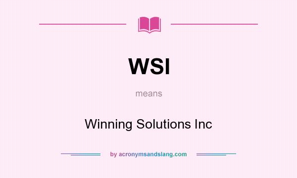 What does WSI mean? It stands for Winning Solutions Inc