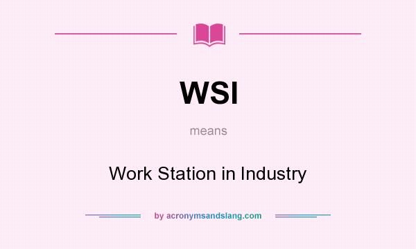 What does WSI mean? It stands for Work Station in Industry