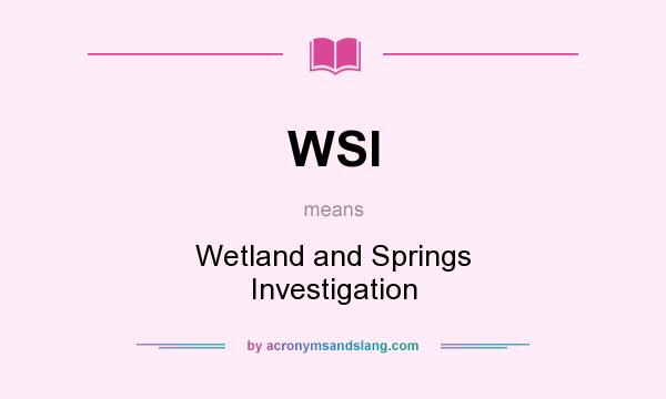 What does WSI mean? It stands for Wetland and Springs Investigation