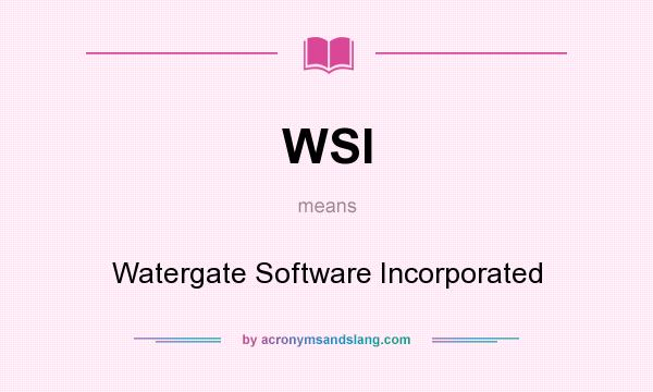 What does WSI mean? It stands for Watergate Software Incorporated