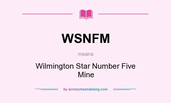 What does WSNFM mean? It stands for Wilmington Star Number Five Mine
