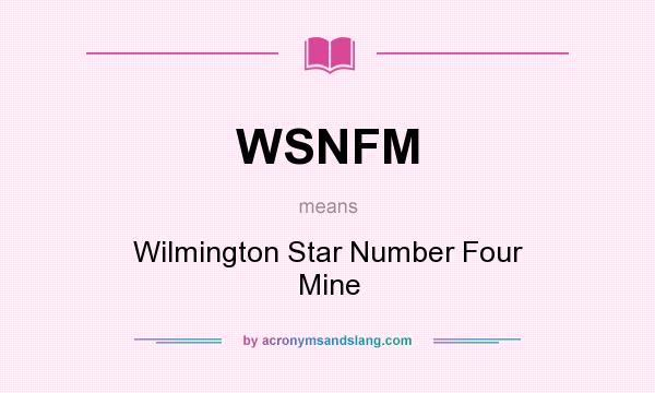 What does WSNFM mean? It stands for Wilmington Star Number Four Mine
