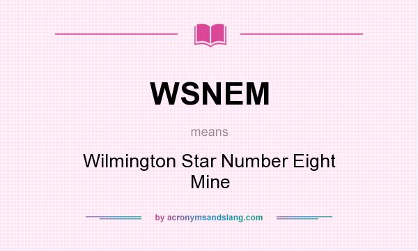 What does WSNEM mean? It stands for Wilmington Star Number Eight Mine
