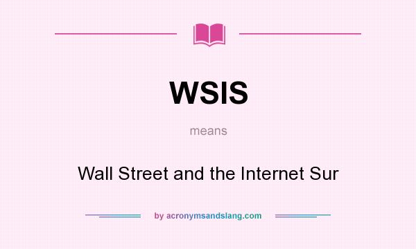 What does WSIS mean? It stands for Wall Street and the Internet Sur