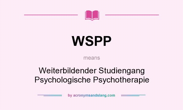 What does WSPP mean? It stands for Weiterbildender Studiengang Psychologische Psychotherapie