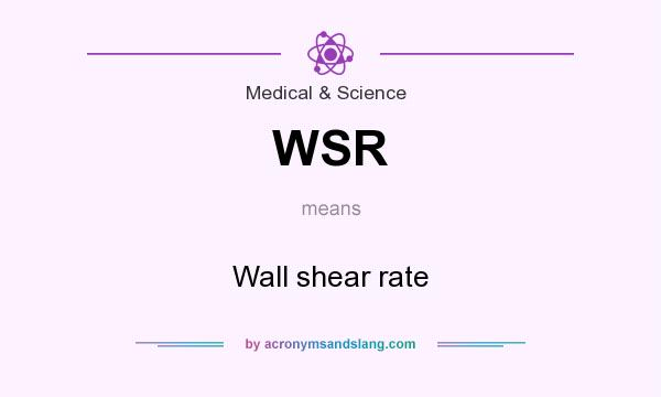 What does WSR mean? It stands for Wall shear rate
