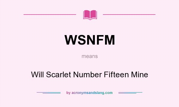 What does WSNFM mean? It stands for Will Scarlet Number Fifteen Mine