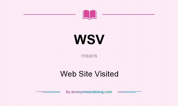 What does WSV mean? It stands for Web Site Visited