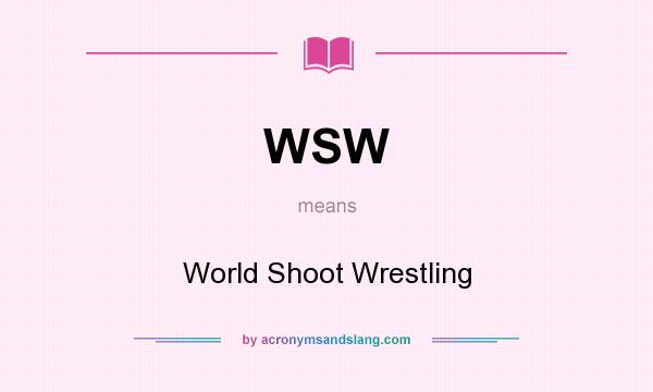 What does WSW mean? It stands for World Shoot Wrestling