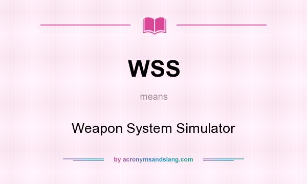 What does WSS mean? It stands for Weapon System Simulator