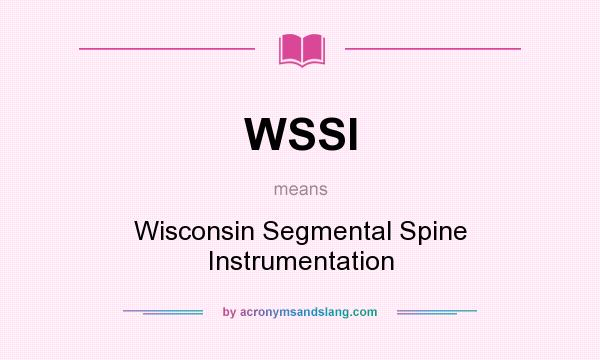 What does WSSI mean? It stands for Wisconsin Segmental Spine Instrumentation