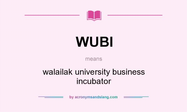 What does WUBI mean? It stands for walailak university business incubator