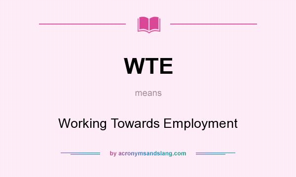 What does WTE mean? It stands for Working Towards Employment