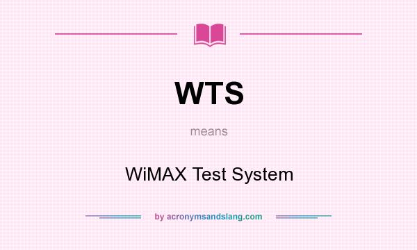 What does WTS mean? It stands for WiMAX Test System
