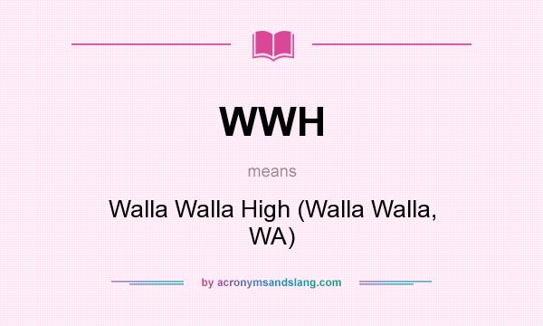What does WWH mean? It stands for Walla Walla High (Walla Walla, WA)