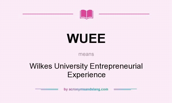What does WUEE mean? It stands for Wilkes University Entrepreneurial Experience