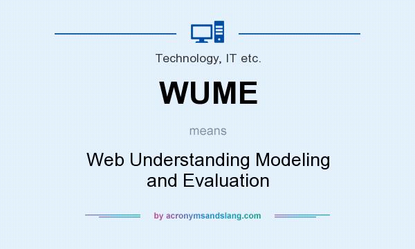 What does WUME mean? It stands for Web Understanding Modeling and Evaluation