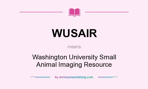 What does WUSAIR mean? It stands for Washington University Small Animal Imaging Resource