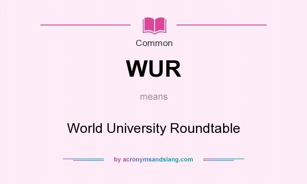 What does WUR mean? It stands for World University Roundtable