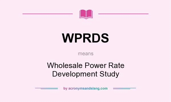 What does WPRDS mean? It stands for Wholesale Power Rate Development Study