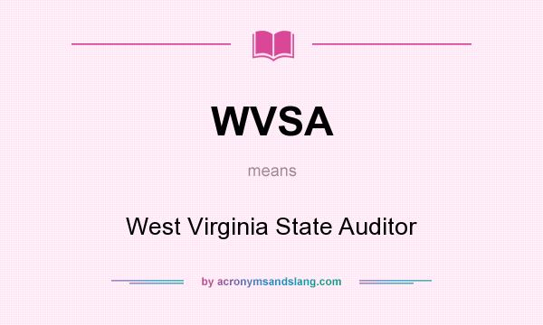 What does WVSA mean? It stands for West Virginia State Auditor