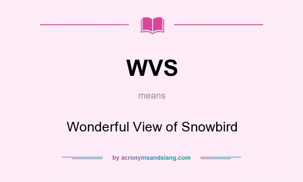 What does WVS mean? It stands for Wonderful View of Snowbird