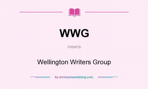 What does WWG mean? It stands for Wellington Writers Group
