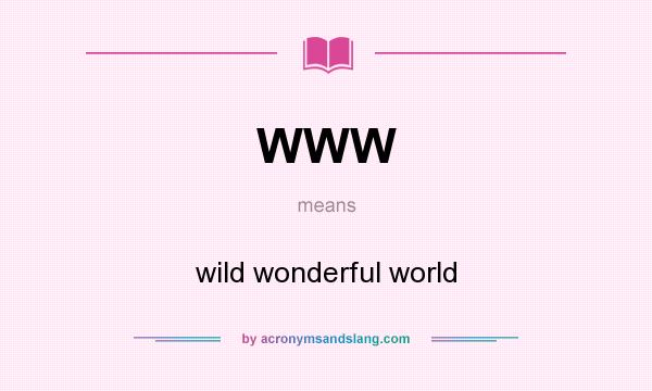 What does WWW mean? It stands for wild wonderful world