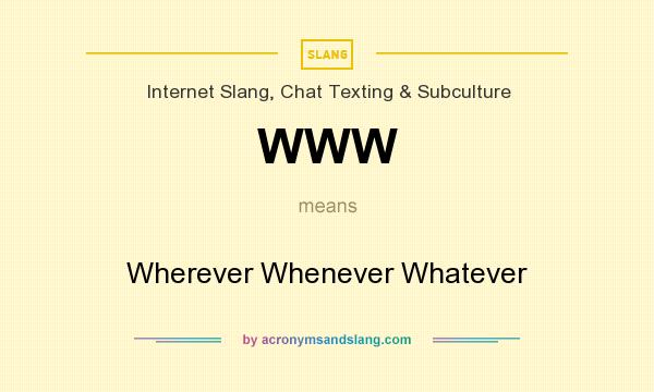 What does WWW mean? It stands for Wherever Whenever Whatever